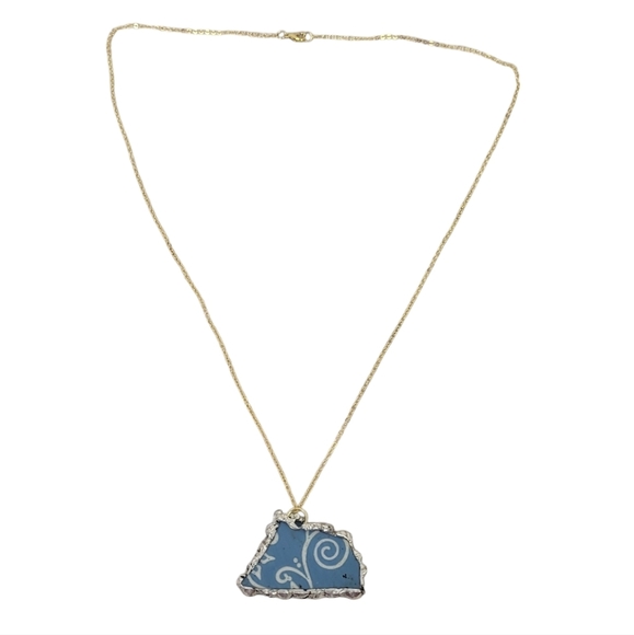 Hand Crafted Jewelry - Upcycled Temptations Gold Plated Broken Ceramic Snowflake Necklace